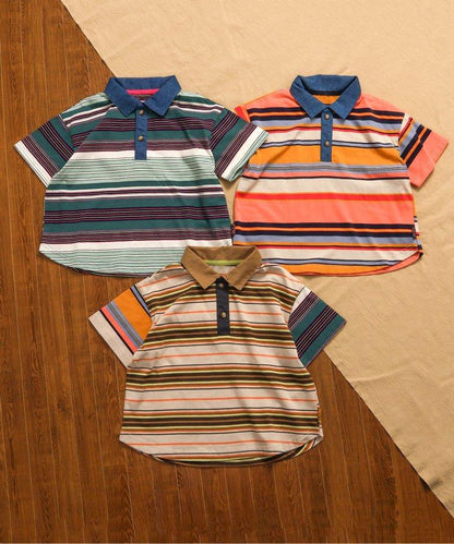 領口修身多色條紋Polo衫部分網絡限定尺碼