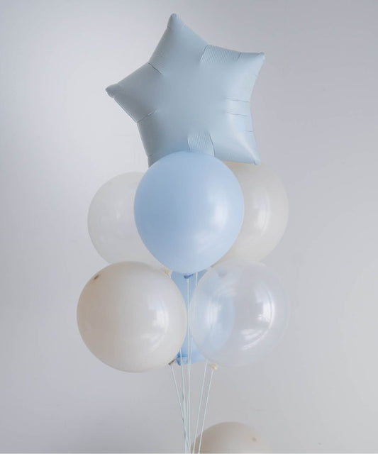 帶支架的星形氣球套裝藍色霧面