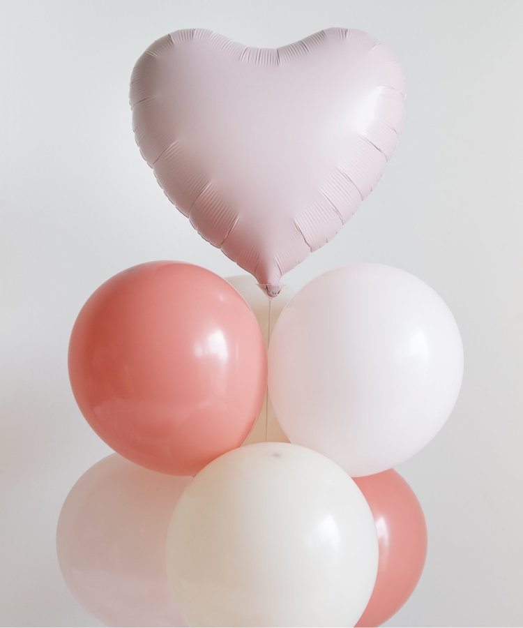 帶支架的心形氣球套裝貝殼粉色