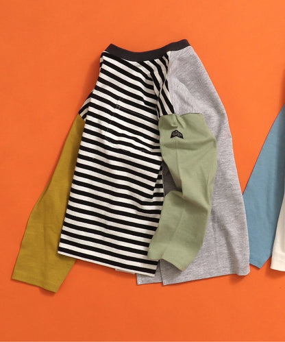 專屬 橫條紋和純色長袖T恤