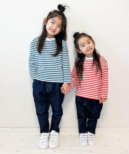 專屬 橫條紋和純色長袖T恤