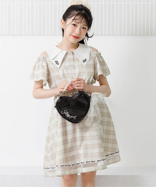 蝴蝶結領可愛連衣裙