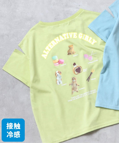 【冰感觸覺】動物圖案露肩T-shirt