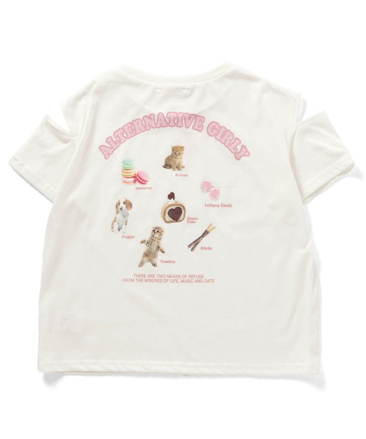 【冰感觸覺】動物圖案露肩T-shirt