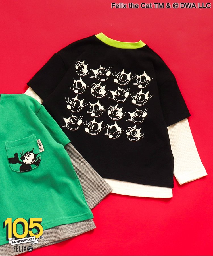 【菲利克斯貓】疊層風口袋T恤