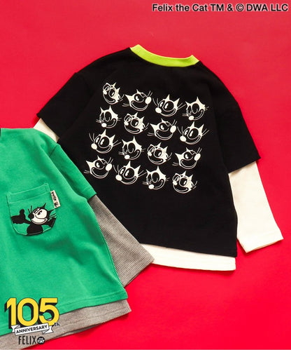 【菲利克斯貓】疊層風口袋T恤