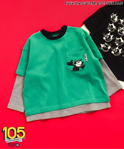 【菲利克斯貓】疊層風口袋T恤