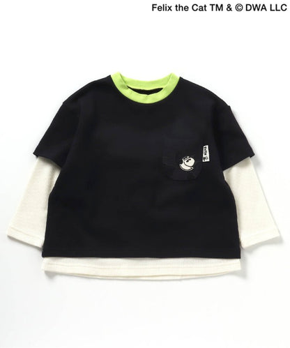 【菲利克斯貓】疊層風口袋T恤