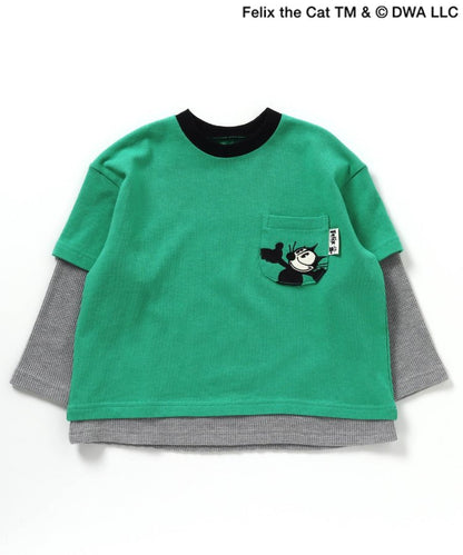 【菲利克斯貓】疊層風口袋T恤
