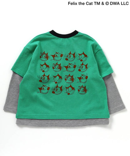 【菲利克斯貓】疊層風口袋T恤