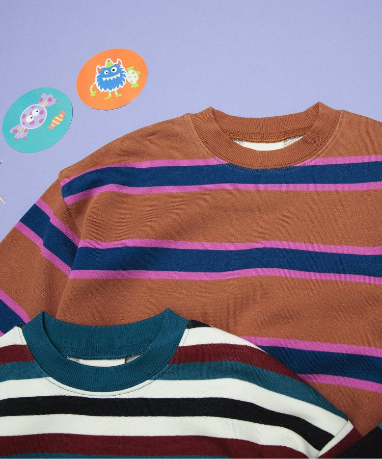【連衣裙】多色條紋運動衫