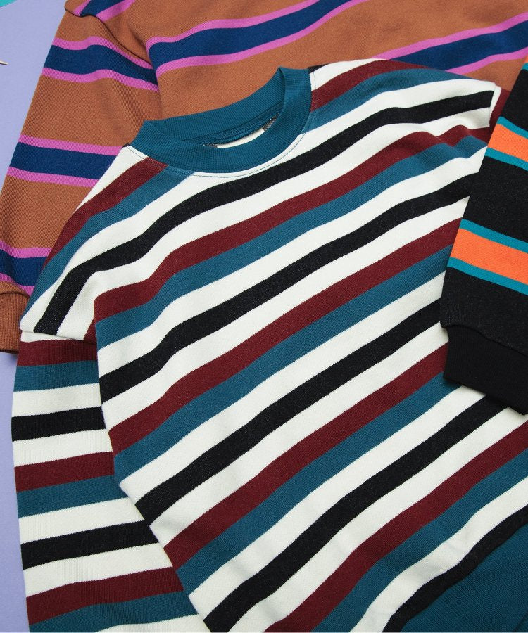 【連衣裙】多色條紋運動衫