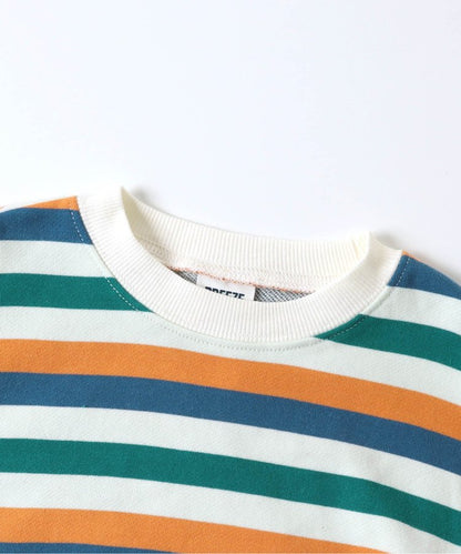 【連衣裙】多色條紋運動衫