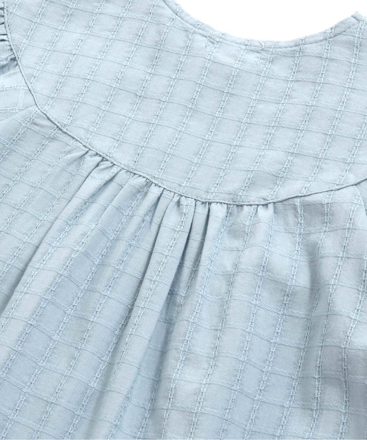 【連衣裙】多比格子花朵刺繡連衣裙