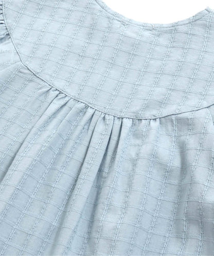 【連衣裙】多比格子花朵刺繡連衣裙