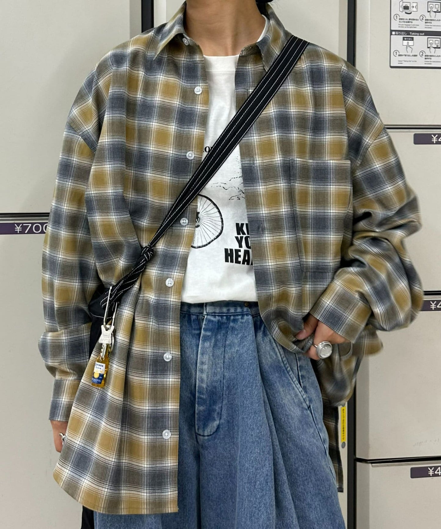 【UNISEX】寬鬆剪裁常規領款式混色襯衫/部分網絡限定