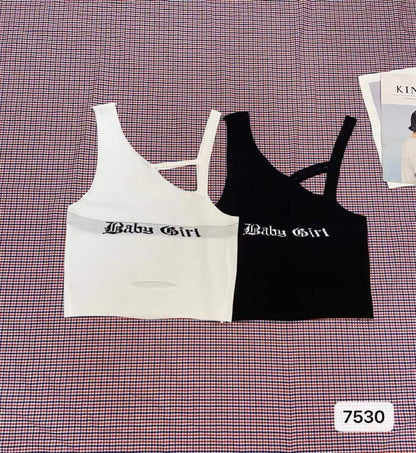 嬰兒女孩不對稱針織吊帶背心 黑色［特價］ (CT6676-2)