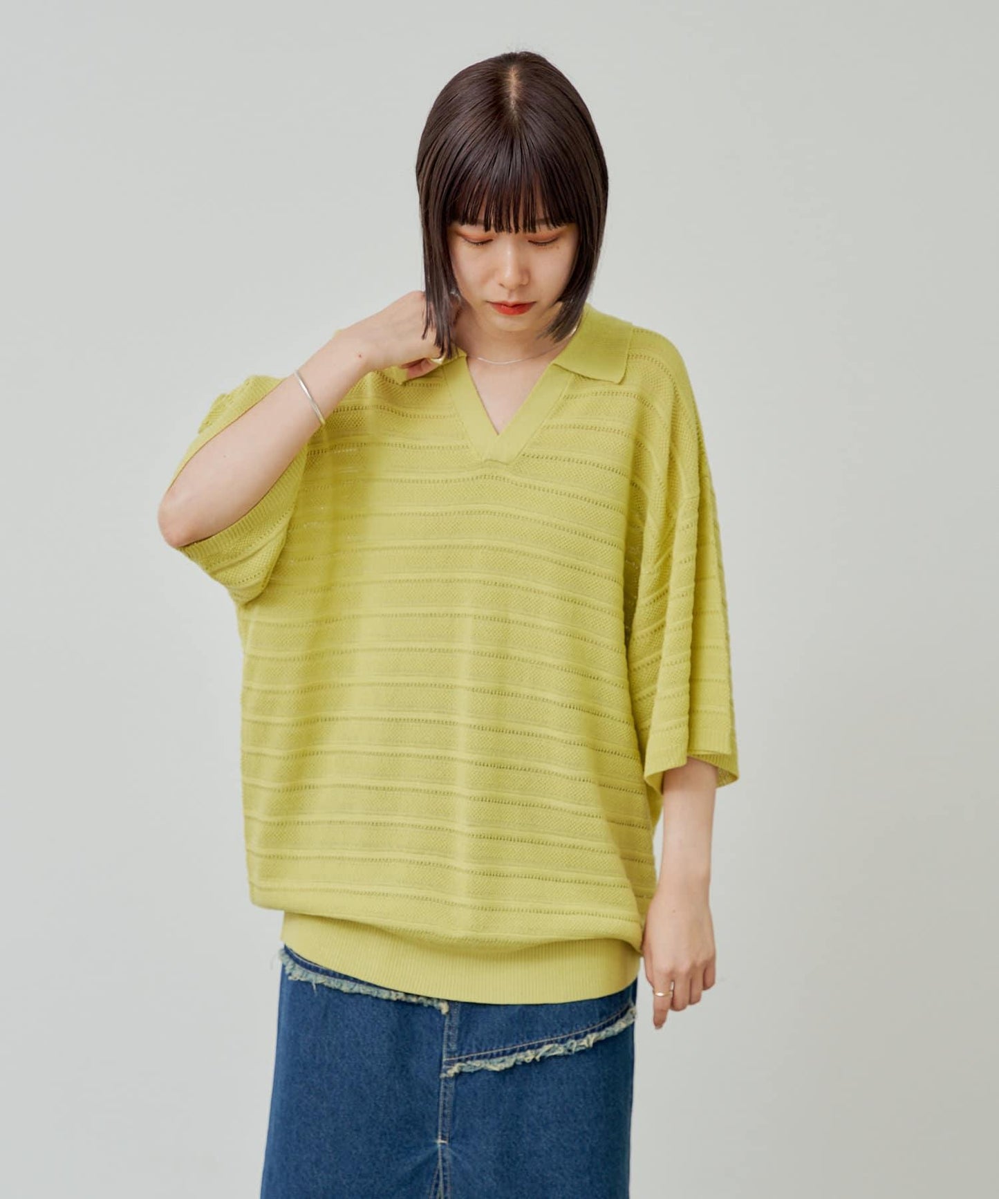 【Kastane】【WHIMSIC】V領提花針織套頭衫