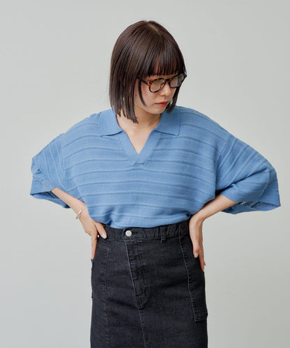 【Kastane】【WHIMSIC】V領提花針織套頭衫