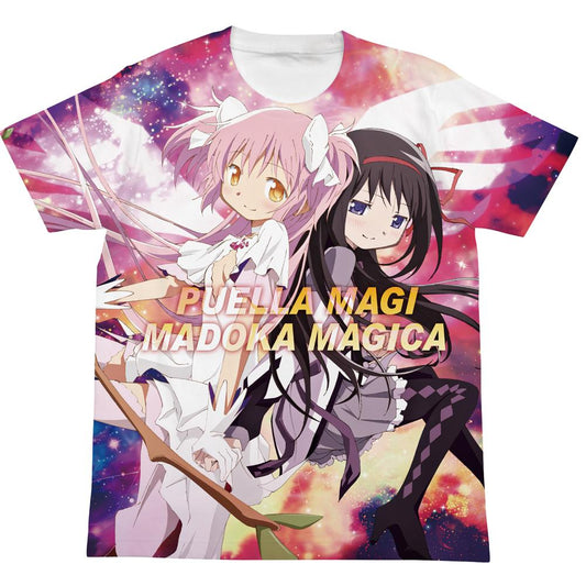 劇場版 《魔法少女小圓》[前篇]/[後篇]_XL尺碼_鹿目圓&曉美焰 全圖案T恤/白色