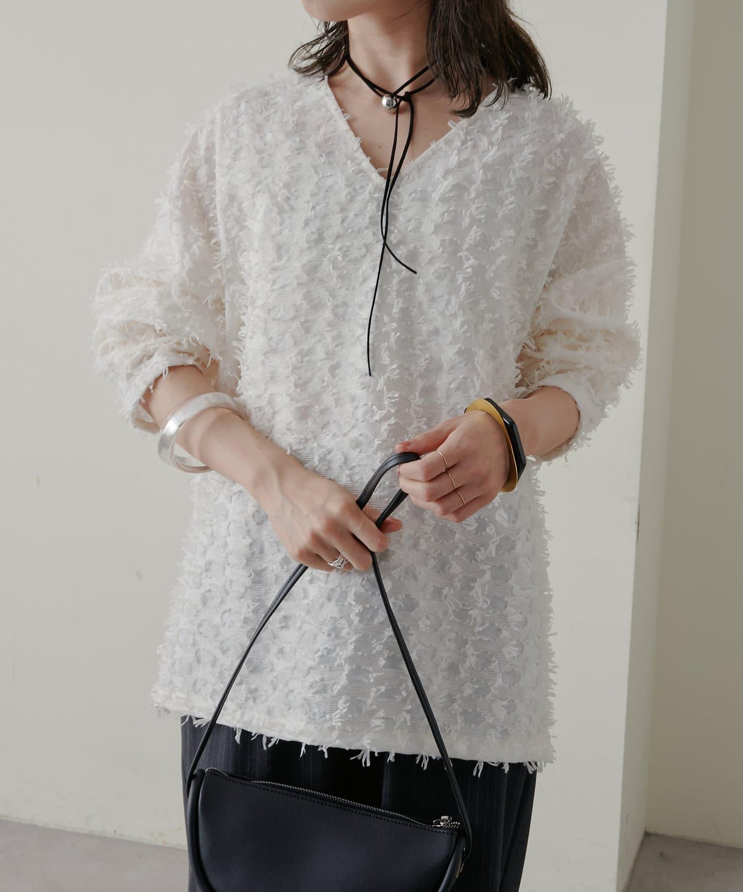 提花流蘇套頭衫