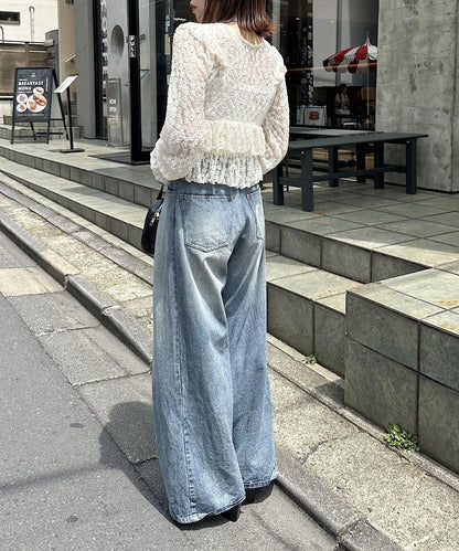 【2024AW】剪裁蕾絲小開衫套裝