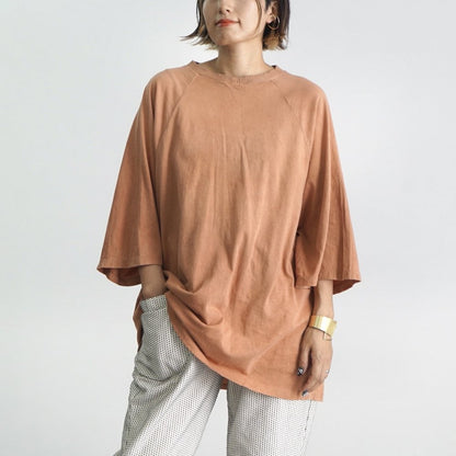 七分袖拉格朗袖針織上衣/珊瑚粉/愛知縣產針織