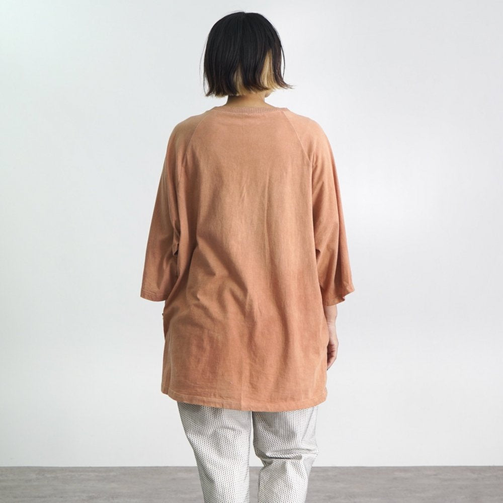 七分袖拉格朗袖針織上衣/珊瑚粉/愛知縣產針織