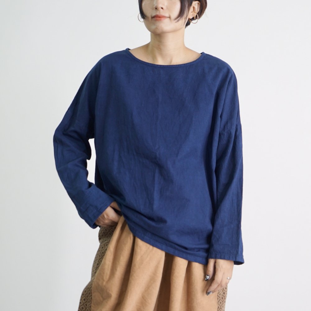 木棉長款T恤/海軍藍色/遠州織物
