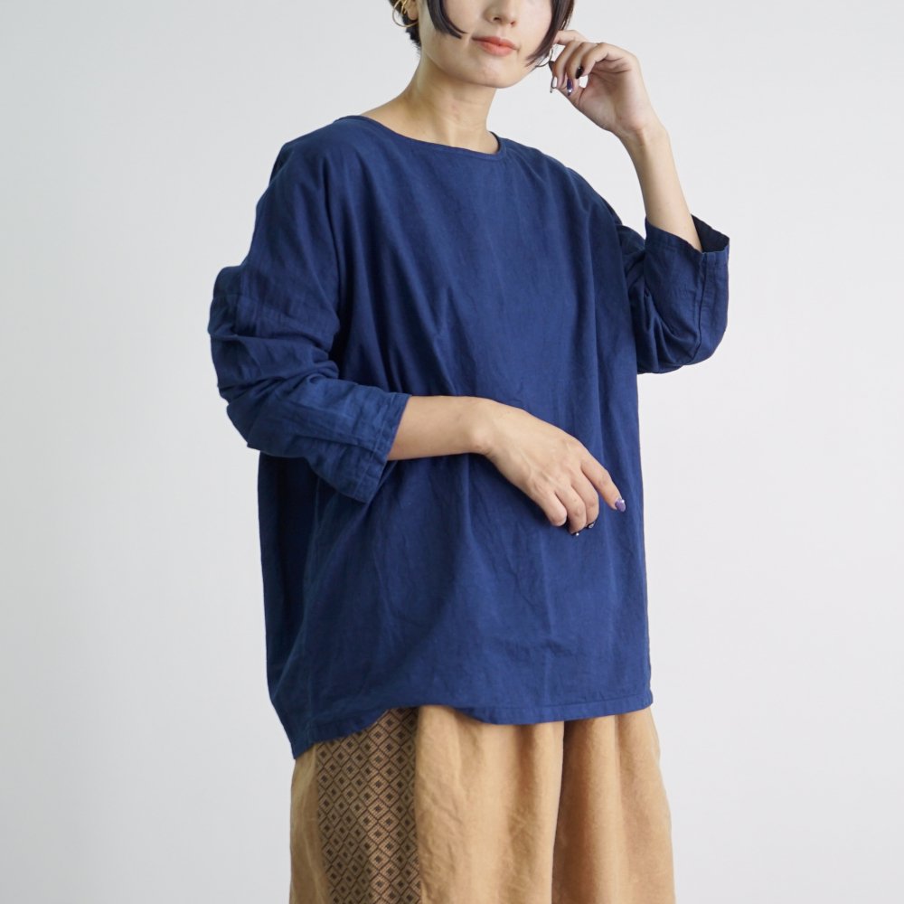 木棉長款T恤/海軍藍色/遠州織物