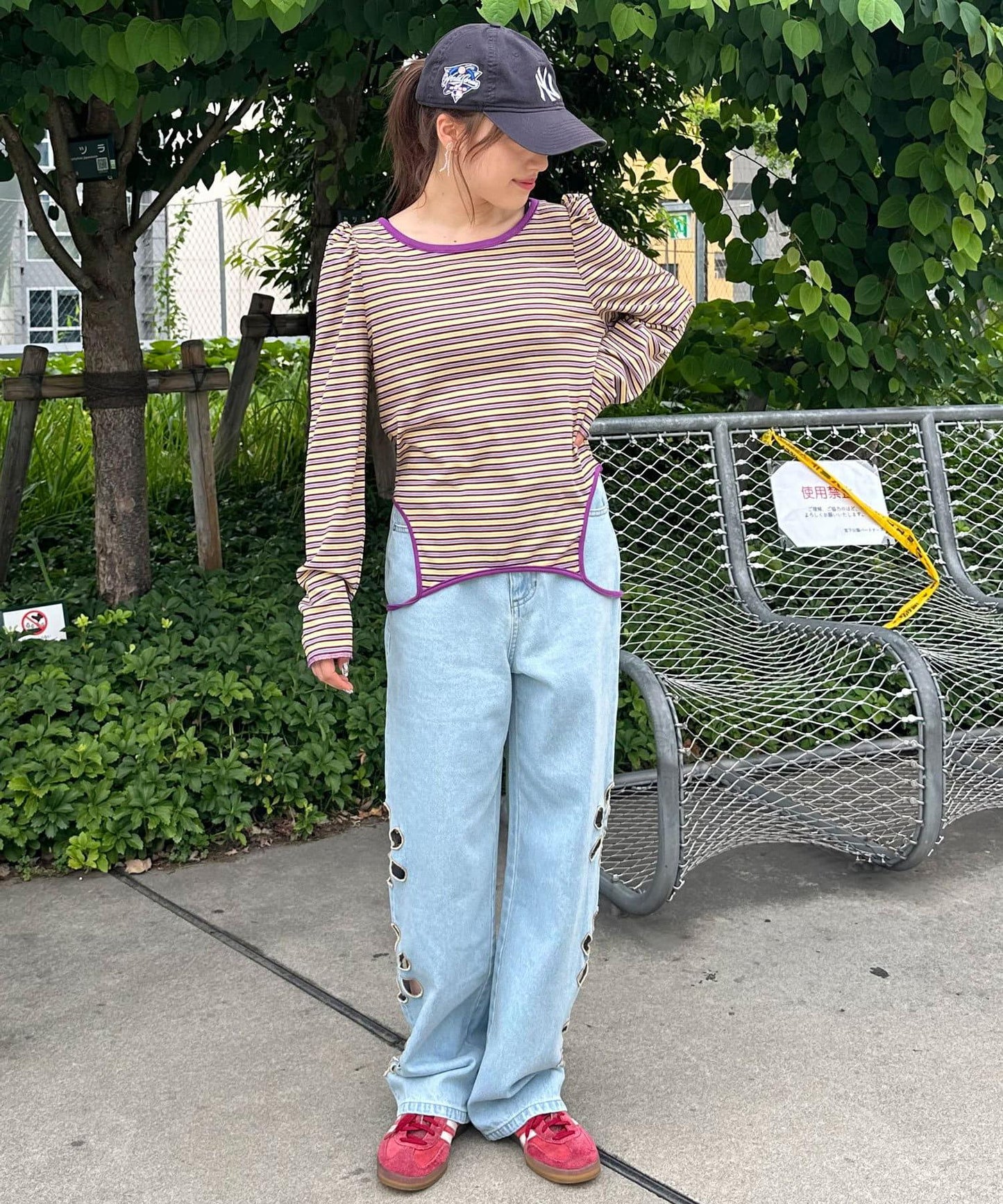 【2024AW】【HELLO.SANFRANCISCO/你好，舊金山】多色條紋兩穿長T恤
