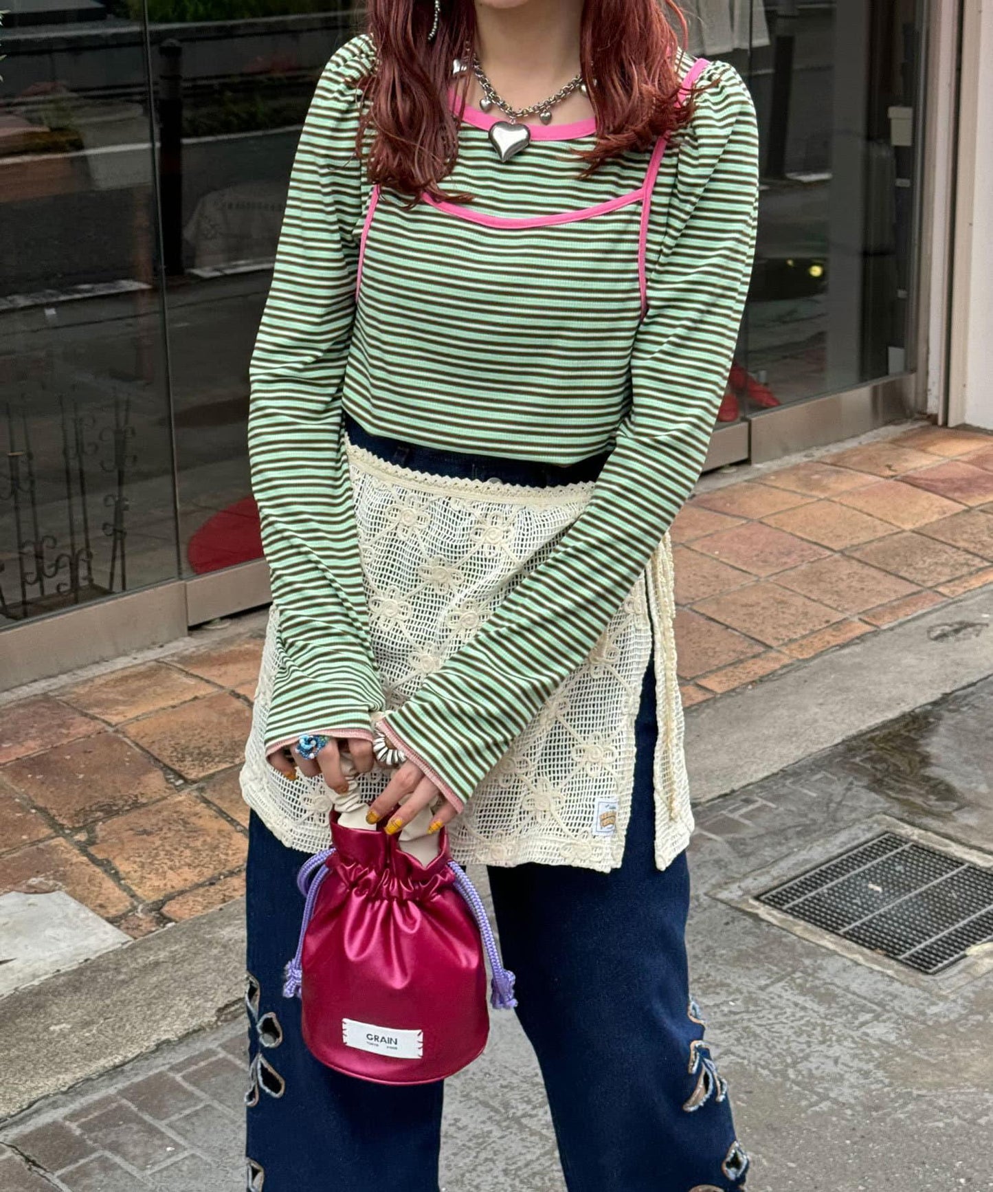 【2024AW】【HELLO.SANFRANCISCO/你好，舊金山】多色條紋兩穿長T恤