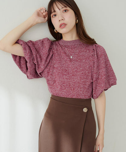 氣球袖混紡針織衫