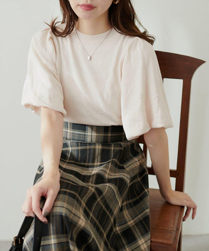 氣球袖混紡針織衫