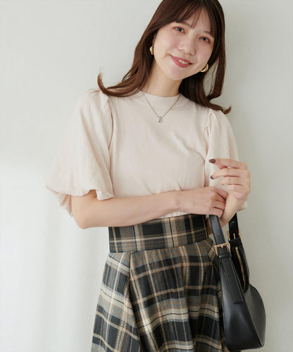 氣球袖混紡針織衫