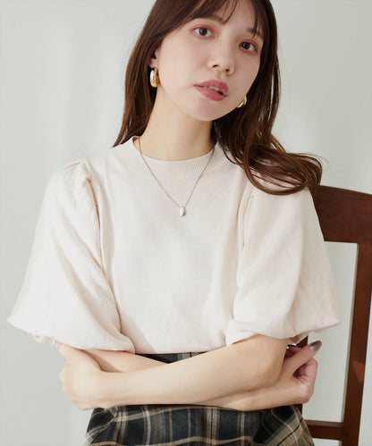 氣球袖混紡針織衫