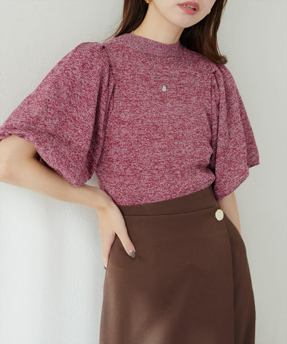 氣球袖混紡針織衫