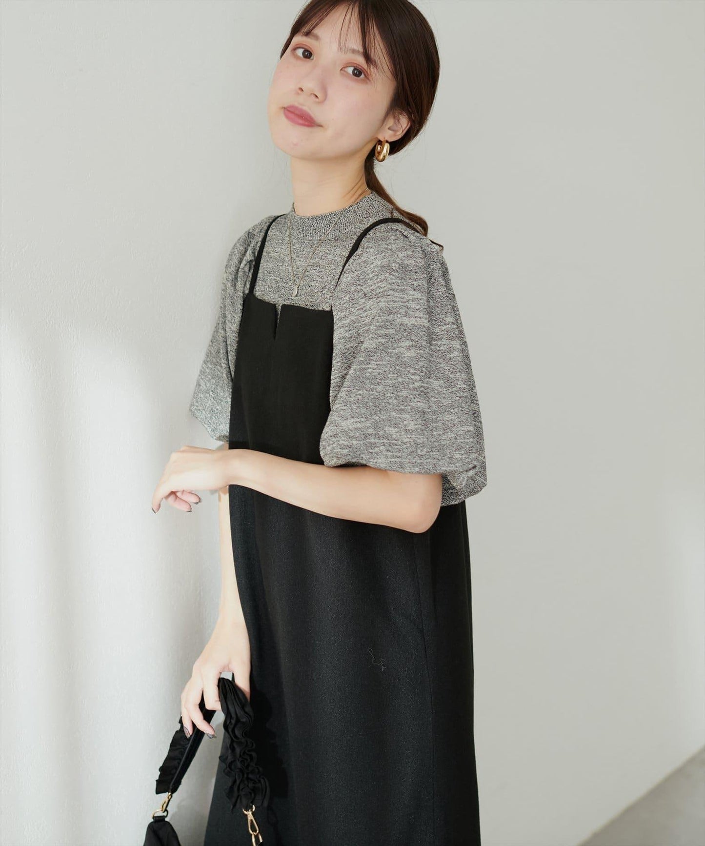 氣球袖混紡針織衫