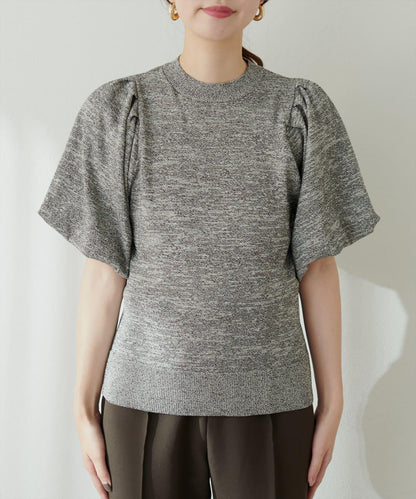 氣球袖混紡針織衫