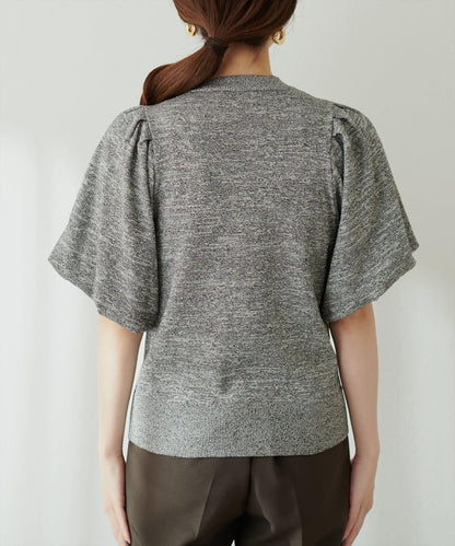 氣球袖混紡針織衫