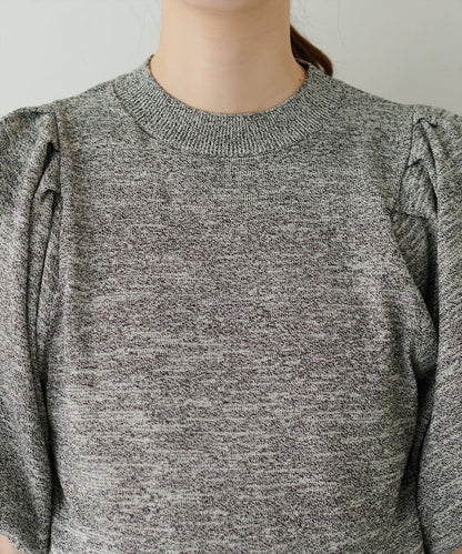 氣球袖混紡針織衫