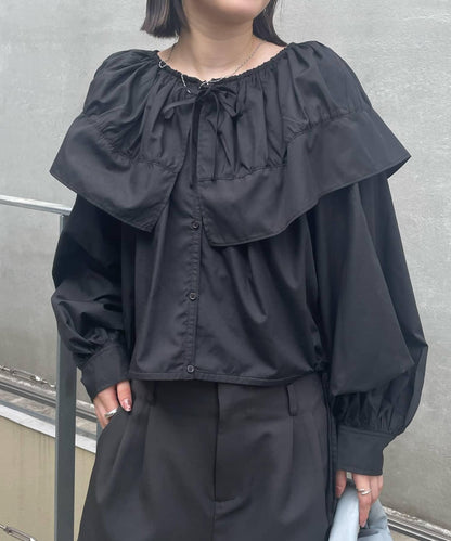 【3色展開】中長款領口襯衫