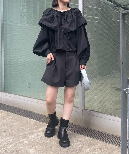【3色展開】中長款領口襯衫