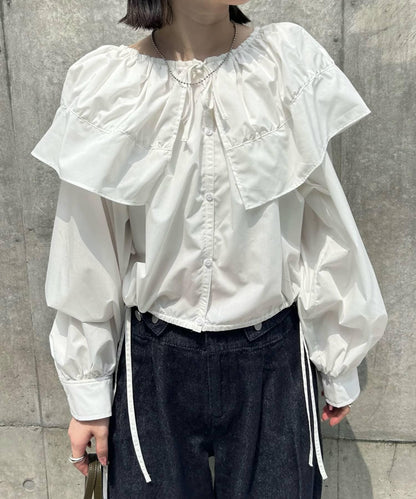 【3色展開】中長款領口襯衫
