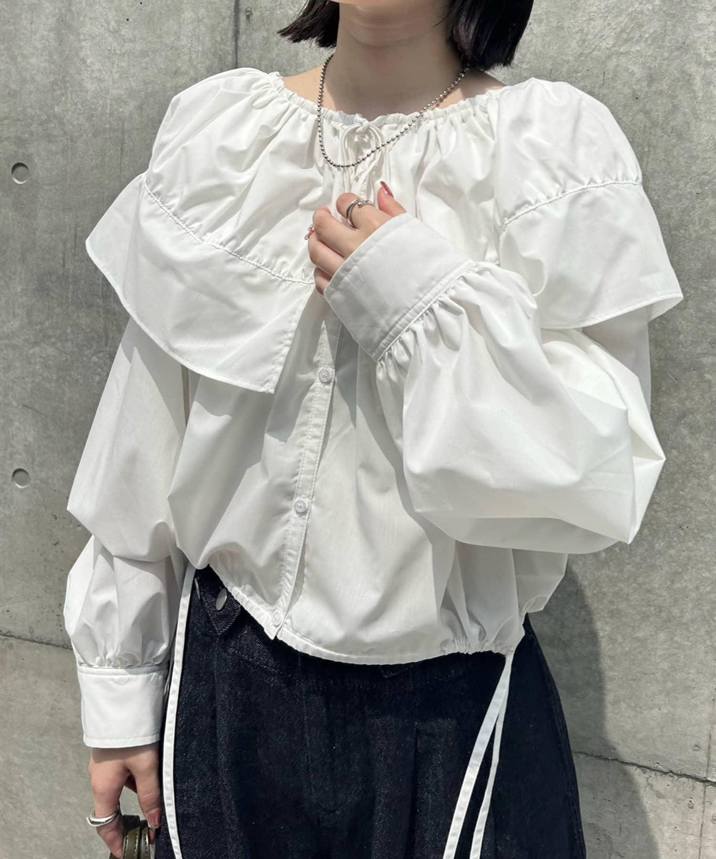 【3色展開】中長款領口襯衫