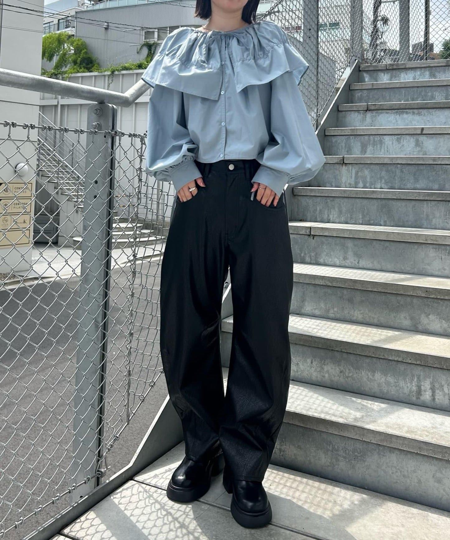 【3色展開】中長款領口襯衫