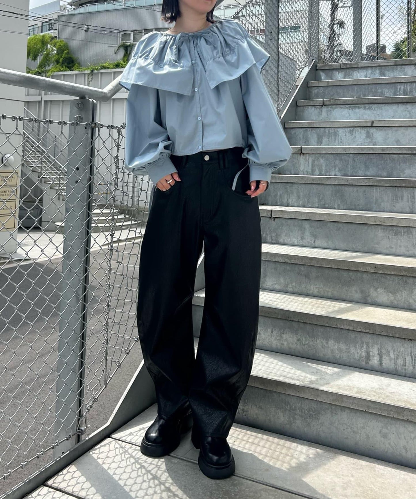 【3色展開】中長款領口襯衫