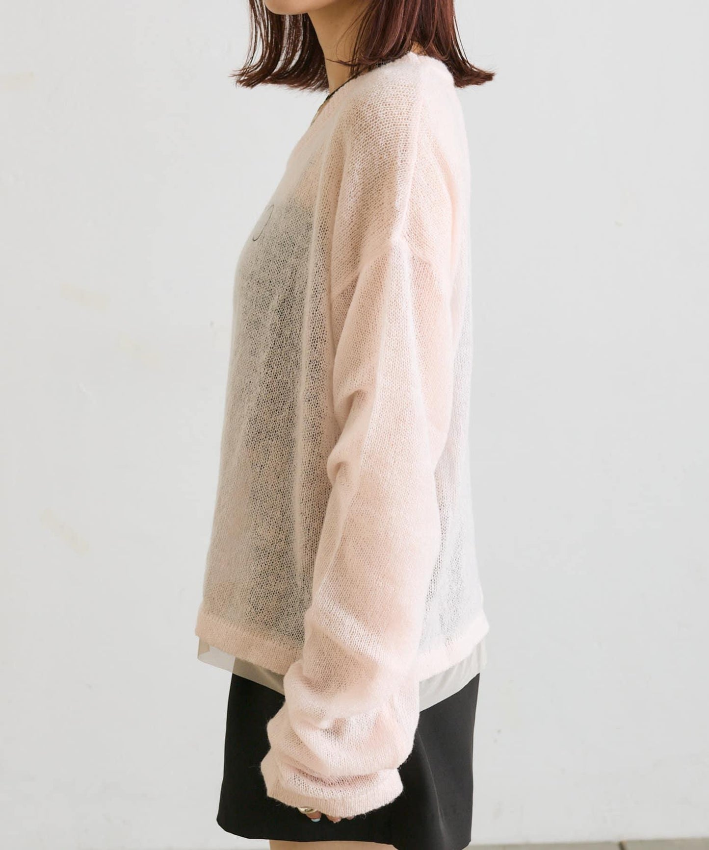 刺繡薄紗針織衫