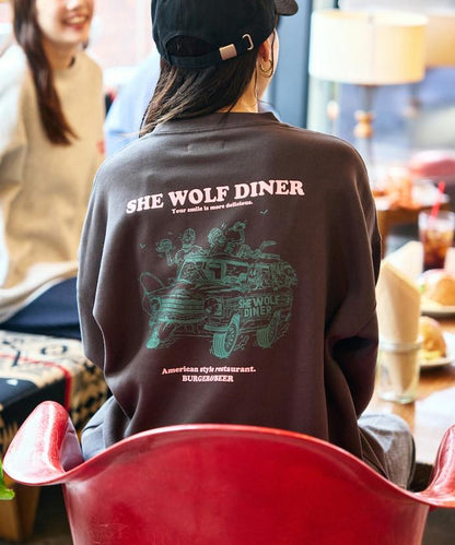 SHE WOLF DINER×FREAK'S STORE/海狼餐廳 聯名 大尺寸 後背印花 圓領衛衣 CAR