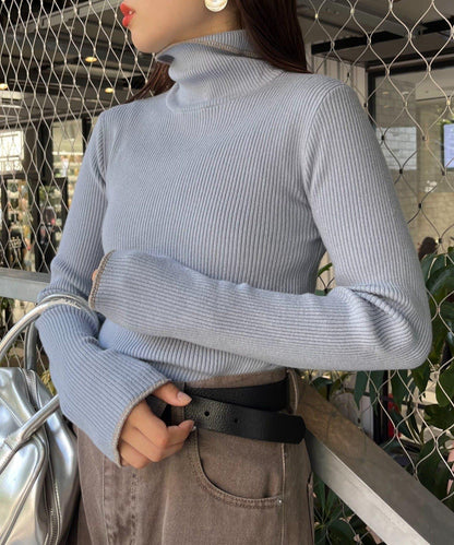 防起毛配色縫線高領衫